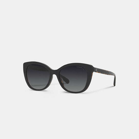 CH567 - Beveled Signature Oversized Cat Eye Sunglasses Black/Tortoise