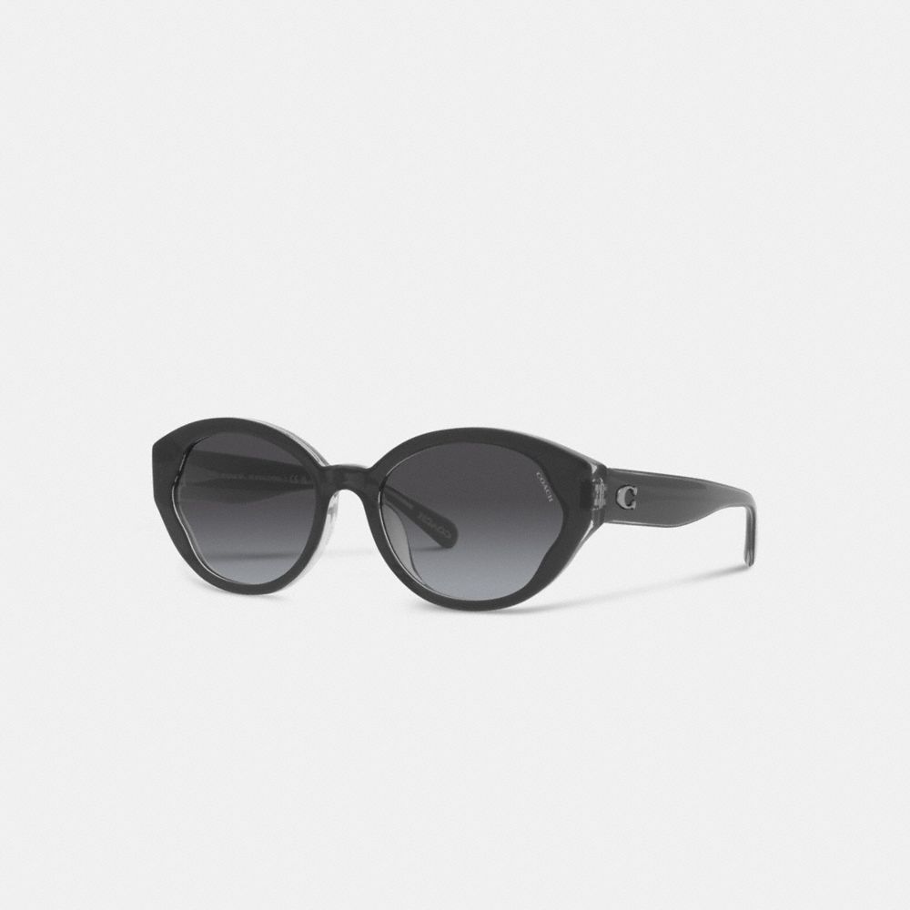 COACH CH569 Beveled Signature Petal Round Sunglasses Black