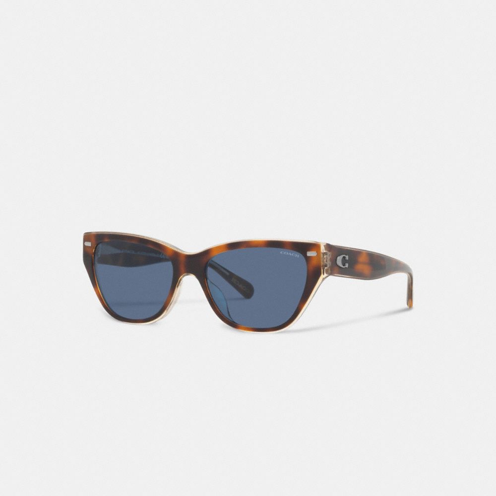 COACH CH570 Beveled Signature Square Cat Eye Sunglasses Tortoise/Crystal