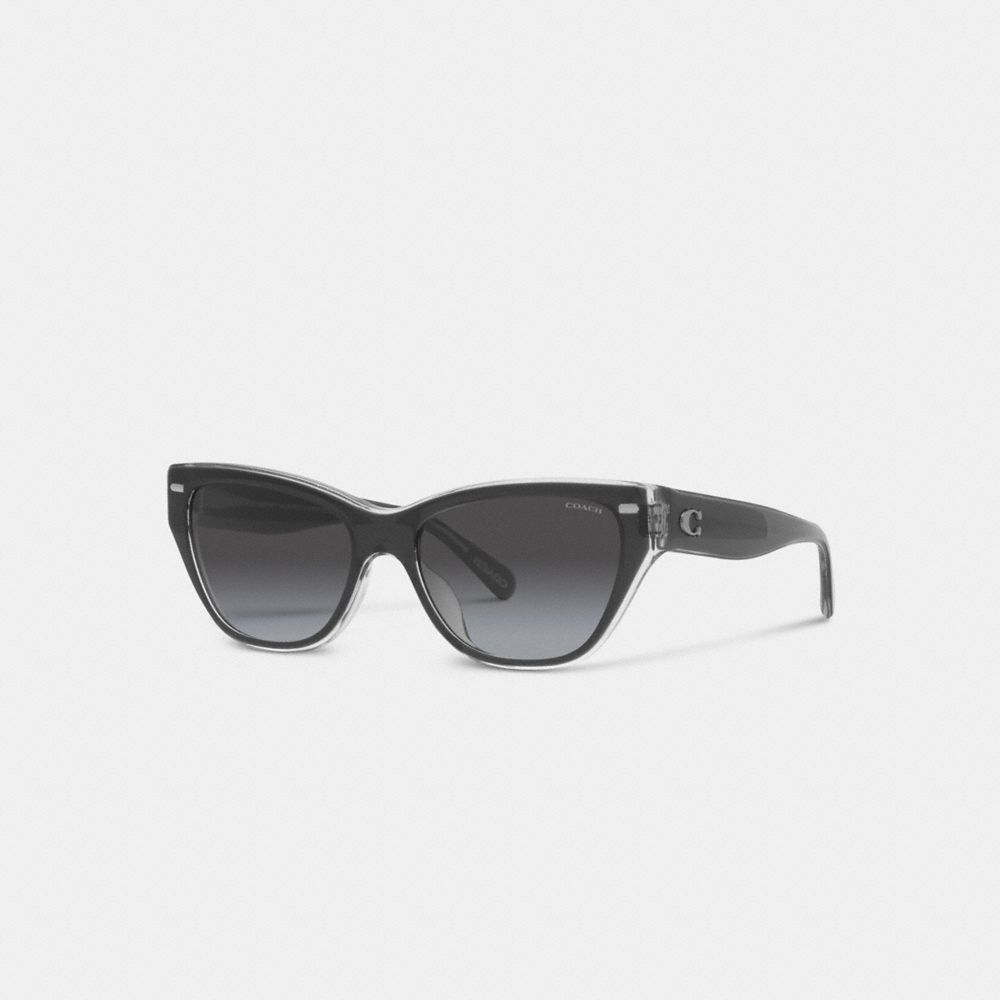 COACH CH570 Beveled Signature Square Cat Eye Sunglasses Black