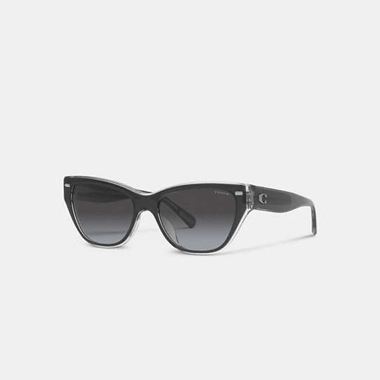 CH570 - Beveled Signature Square Cat Eye Sunglasses Black