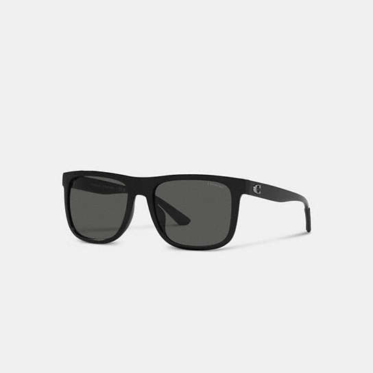 CH581 - Beveled Signature Flat Top Square Sunglasses Black