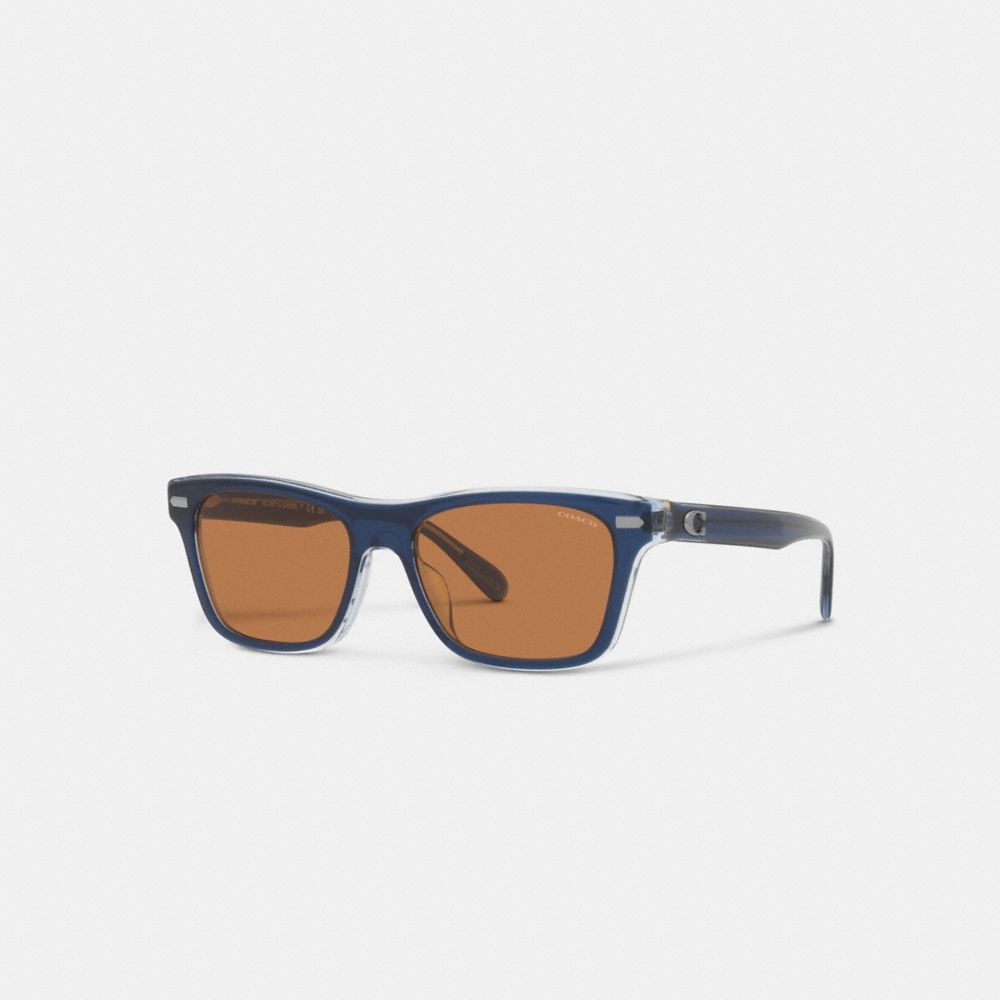 COACH CH583 Beveled Signature Square Sunglasses Blue/Brown