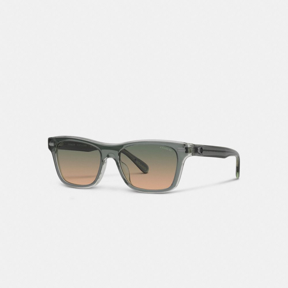 COACH CH583 Beveled Signature Square Sunglasses Transparent Green