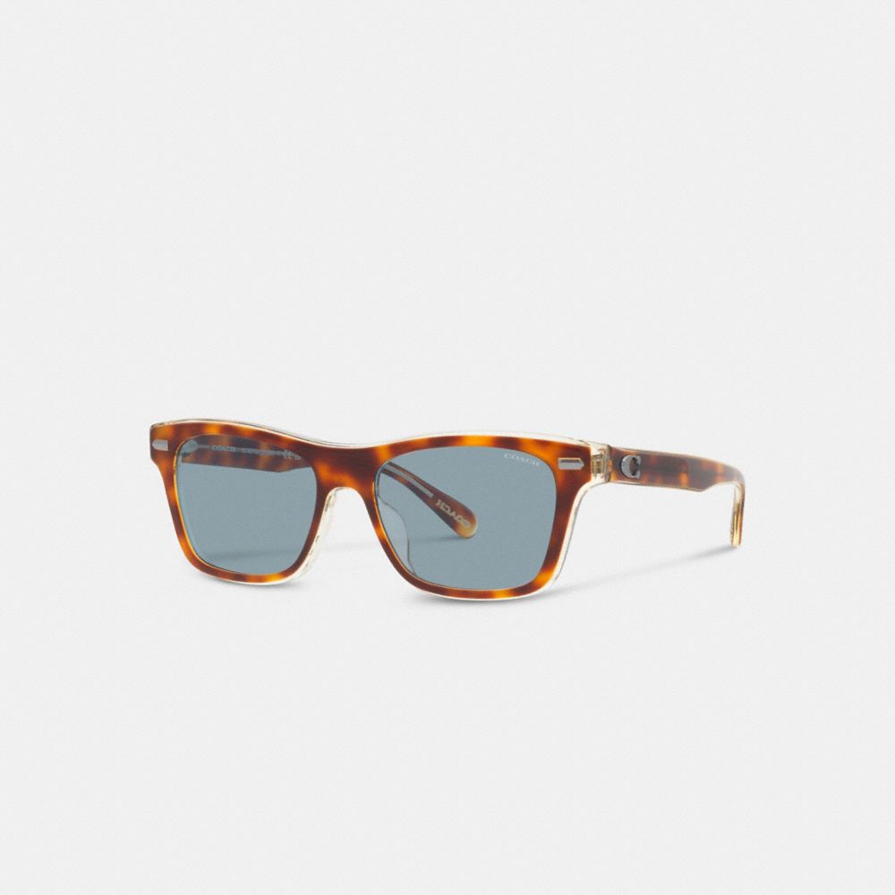 COACH CH583 Beveled Signature Square Sunglasses Tortoise/Blue