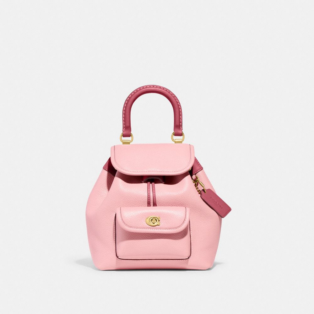 COACH CH588 Riya Backpack 21 In Colorblock BRASS/BUBBLEGUM MULTI