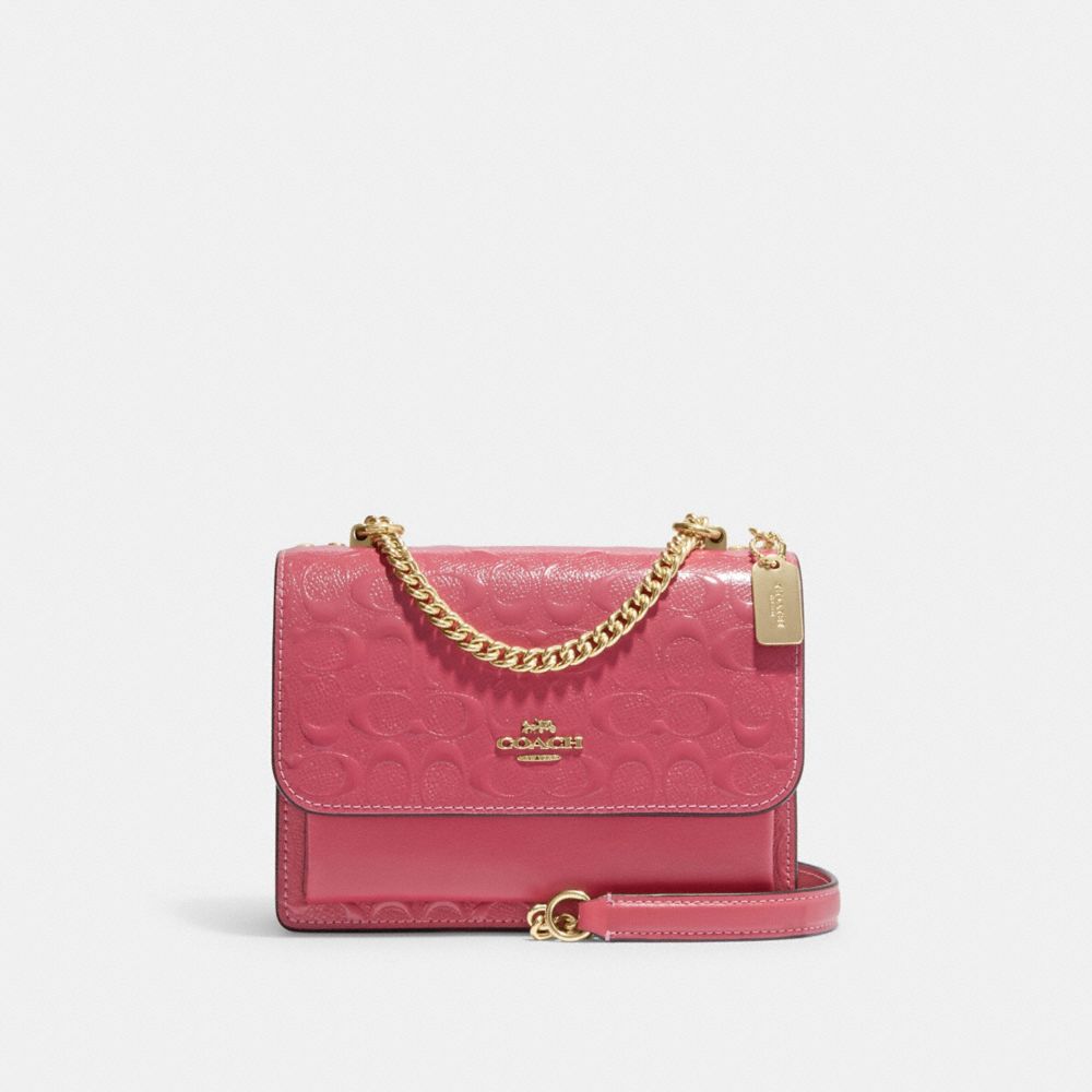 Mini Klare Crossbody In Signature Leather - CH593 - Gold/Strawberry Haze