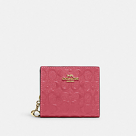 COACH CH594 Snap Wallet In Signature Leather Gold/Strawberry Haze