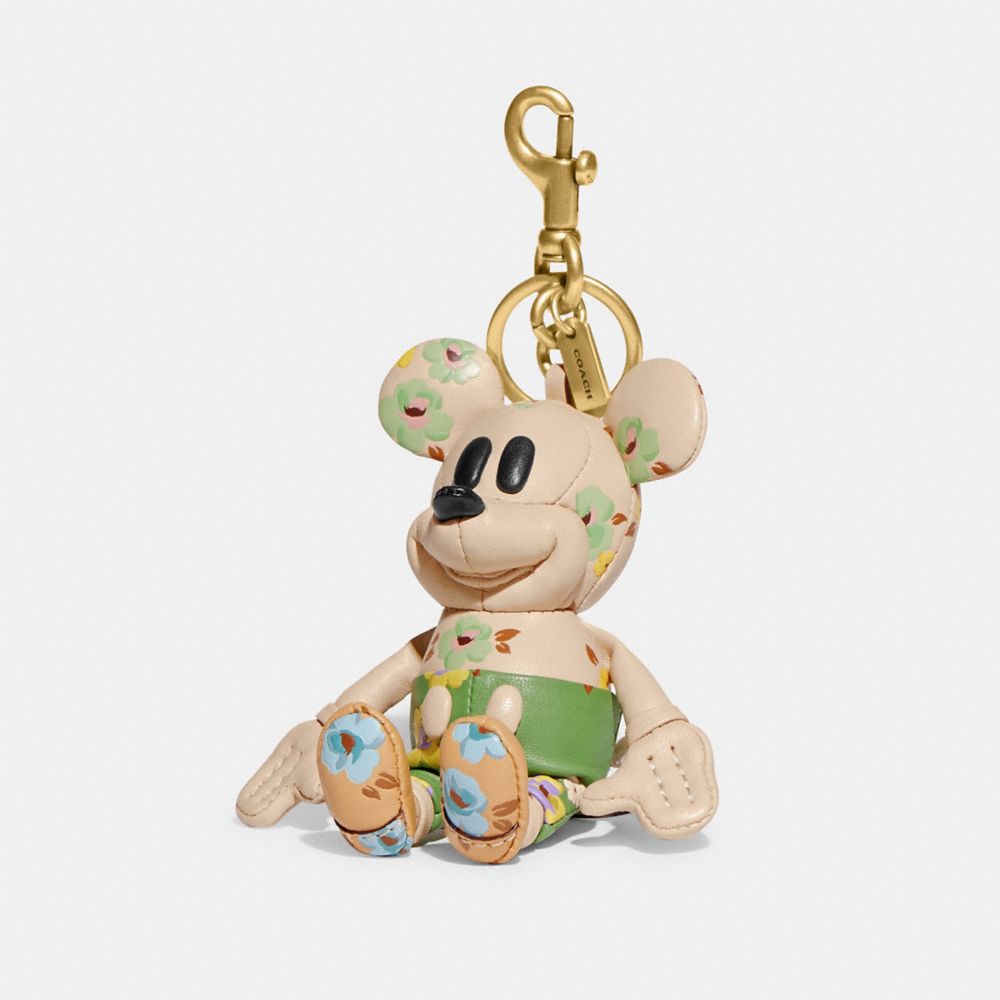 Disney X Coach Mickey Mouse Bag Charm With Floral Print - CH601 - Brass/Mixed Floral