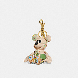 COACH CH601 Disney X Coach Mickey Mouse Bag Charm With Floral Print BRASS/MIXED FLORAL