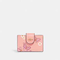 Accordion Card Case With Lovely Butterfly Print - CH608 - Gold/Shell Pink Multi