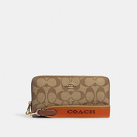 COACH CH692 Long Zip Around Wallet In Signature Canvas Im/Khaki/Canyon Multi