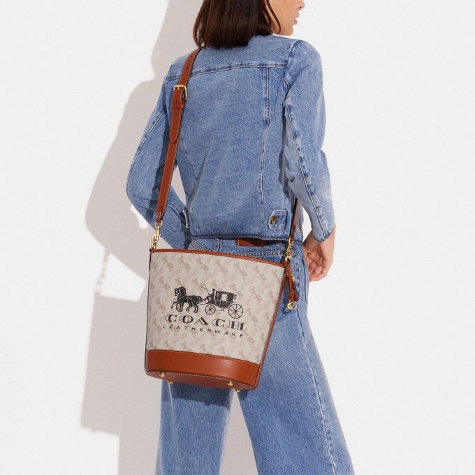 COACH Official Site Official page  DAKOTA BUCKET BAG WITH HORSE AND  CARRIAGE PRINT