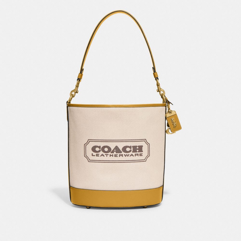 Dakota Bucket Bag - CH739 - Brass/Natural Canvas/Yellow Gold