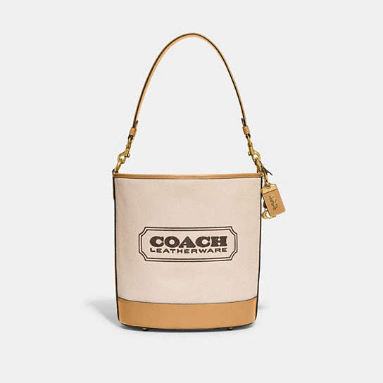 CH739 - Dakota Bucket Bag Brass/Natural Canvas/Tan
