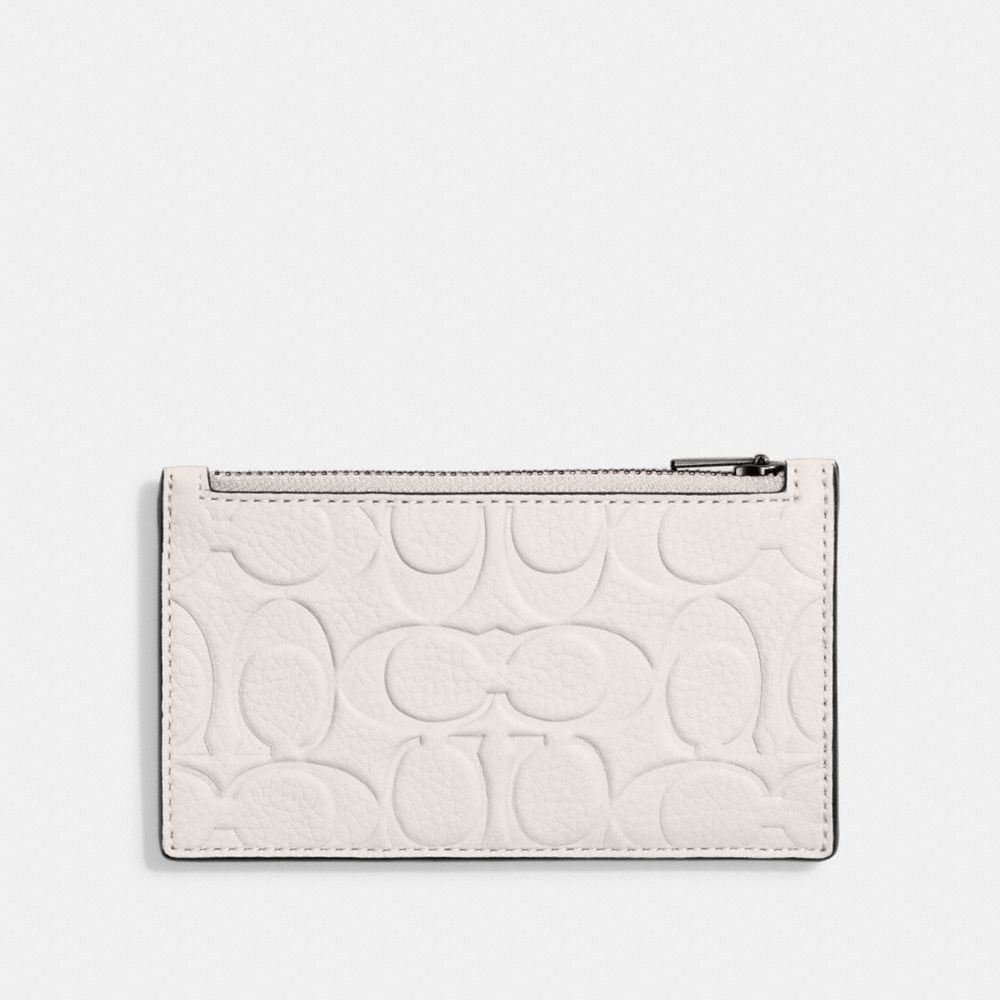 Zip Card Case In Signature Leather - CH744 - Chalk