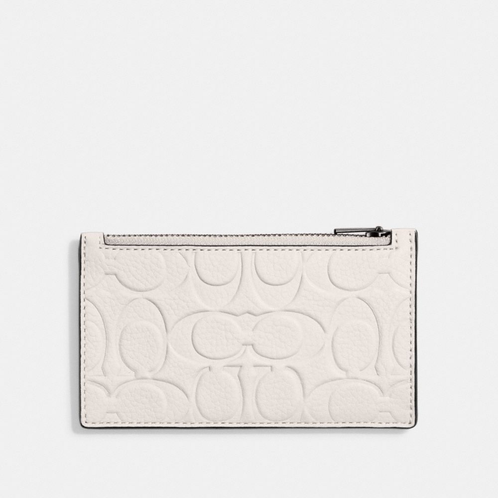 COACH CH744 Zip Card Case In Signature Leather CHALK