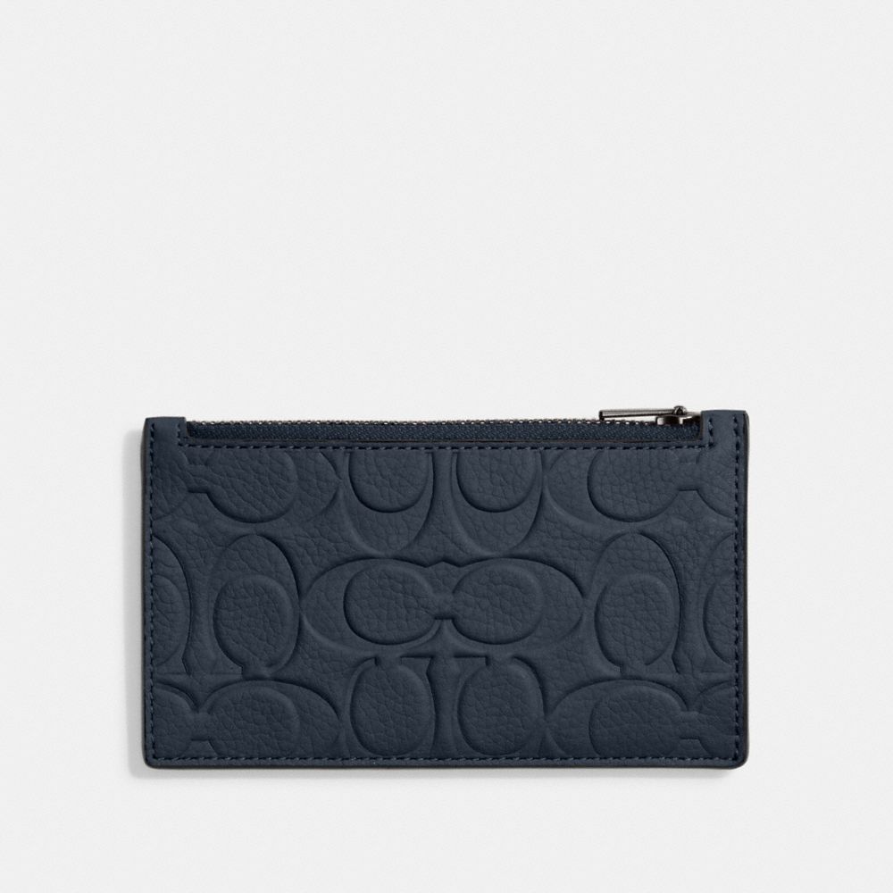 Zip Card Case In Signature Leather - CH744 - Dark Denim