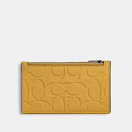 COACH CH744 Zip Card Case In Signature Leather Yellow Gold