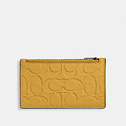 COACH CH744 Zip Card Case In Signature Leather YELLOW GOLD