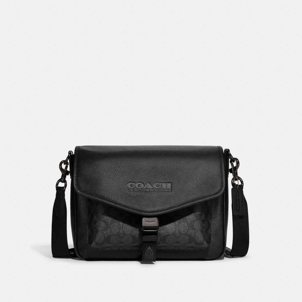COACH CH753 Charter Messenger In Signature Canvas Charcoal/Black