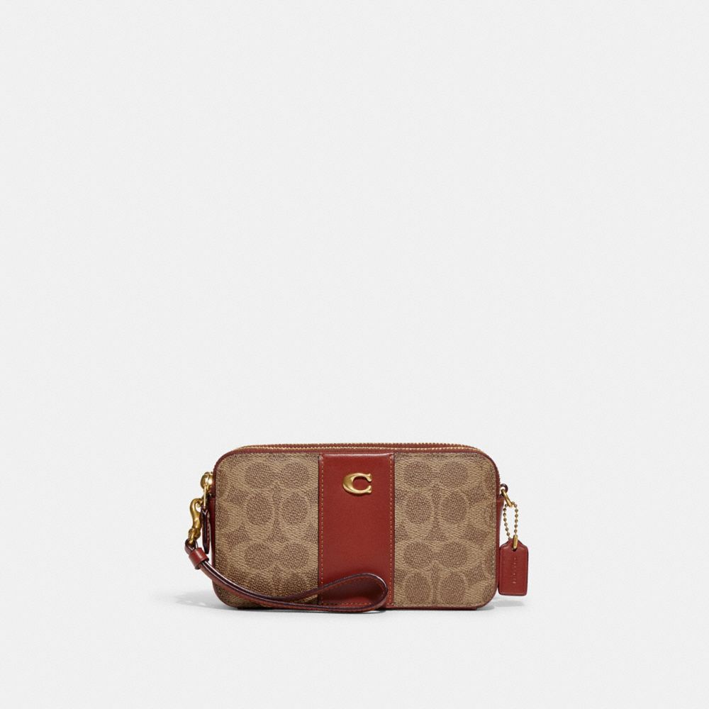 CH797 - Kira Crossbody In Colorblock Signature Canvas Brass/Tan/Rust