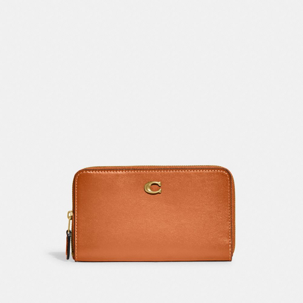 COACH CH806 Medium Zip Around Wallet BRASS/FADED ORANGE