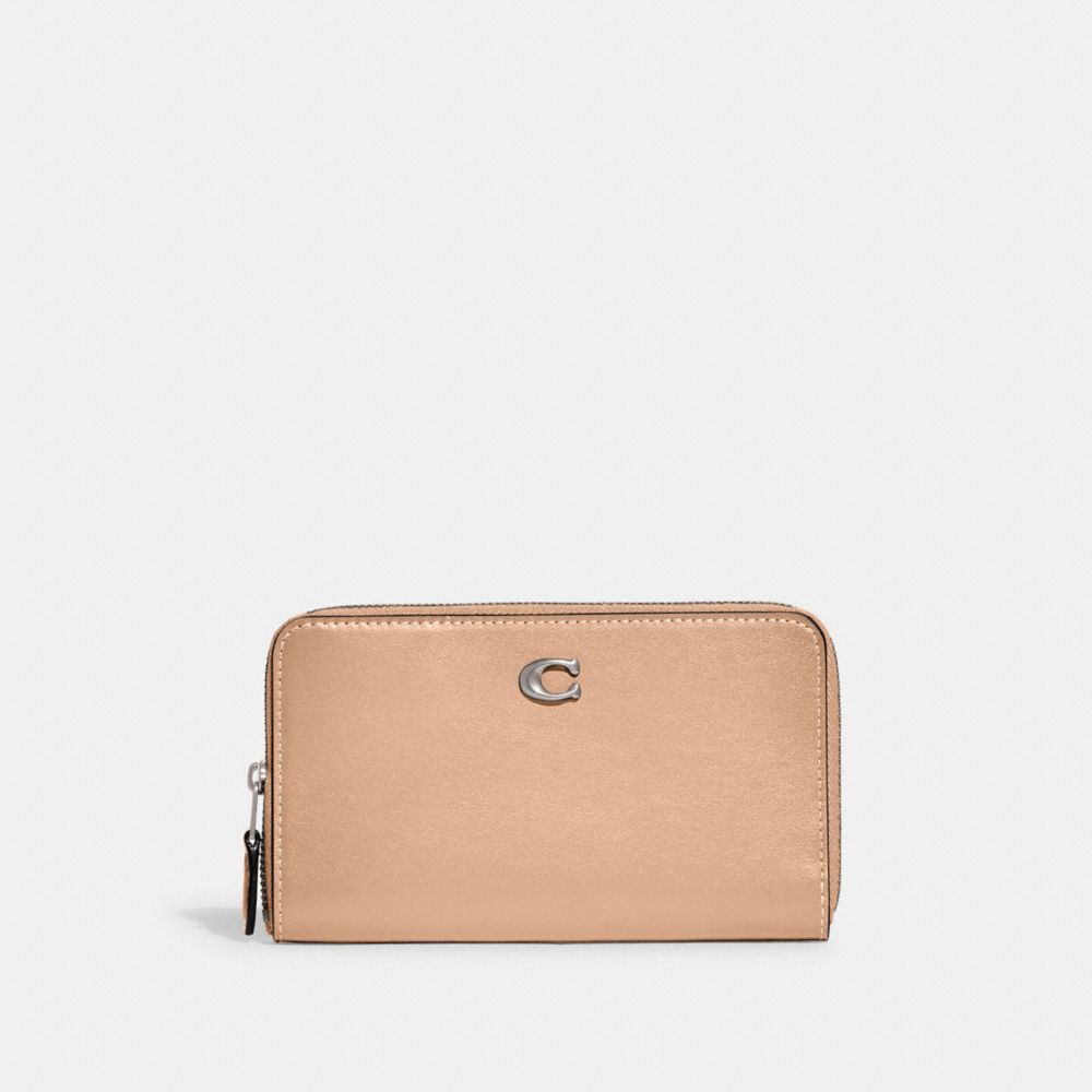 COACH CH806 Medium Zip Around Wallet SILVER/BUFF