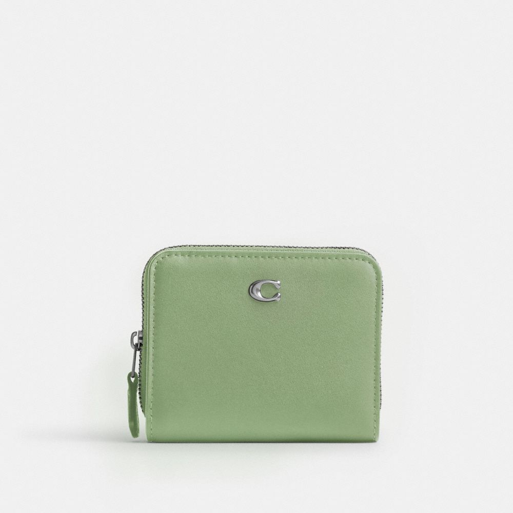 COACH CH814 Billfold Wallet SILVER/PALE PISTACHIO