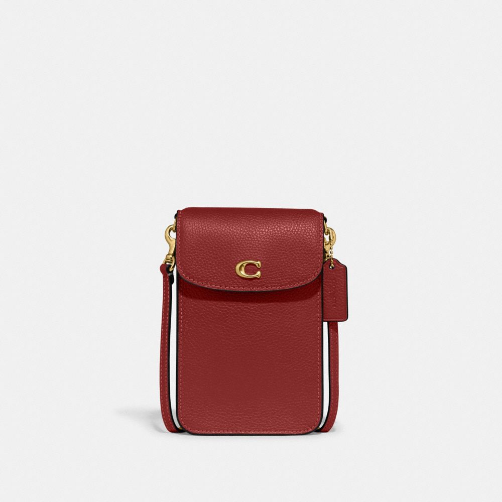 COACH CH815 Phone Crossbody Bag BRASS/ENAMEL RED