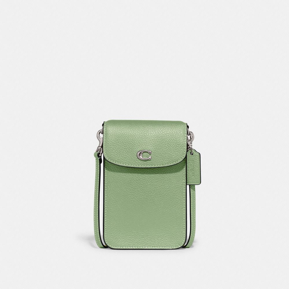COACH CH815 Phone Crossbody Bag SILVER/PALE PISTACHIO