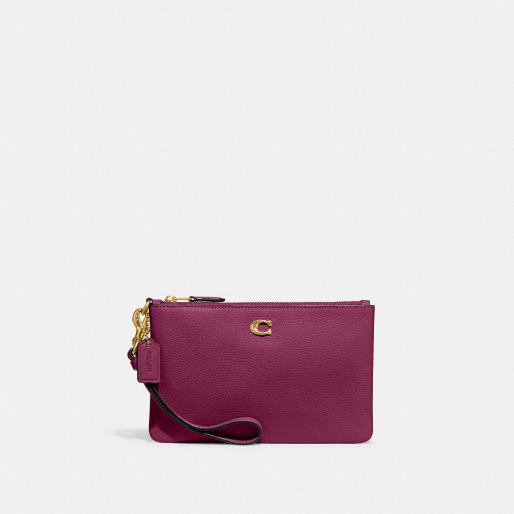 COACH CH818 Small Wristlet BRASS/DEEP PLUM