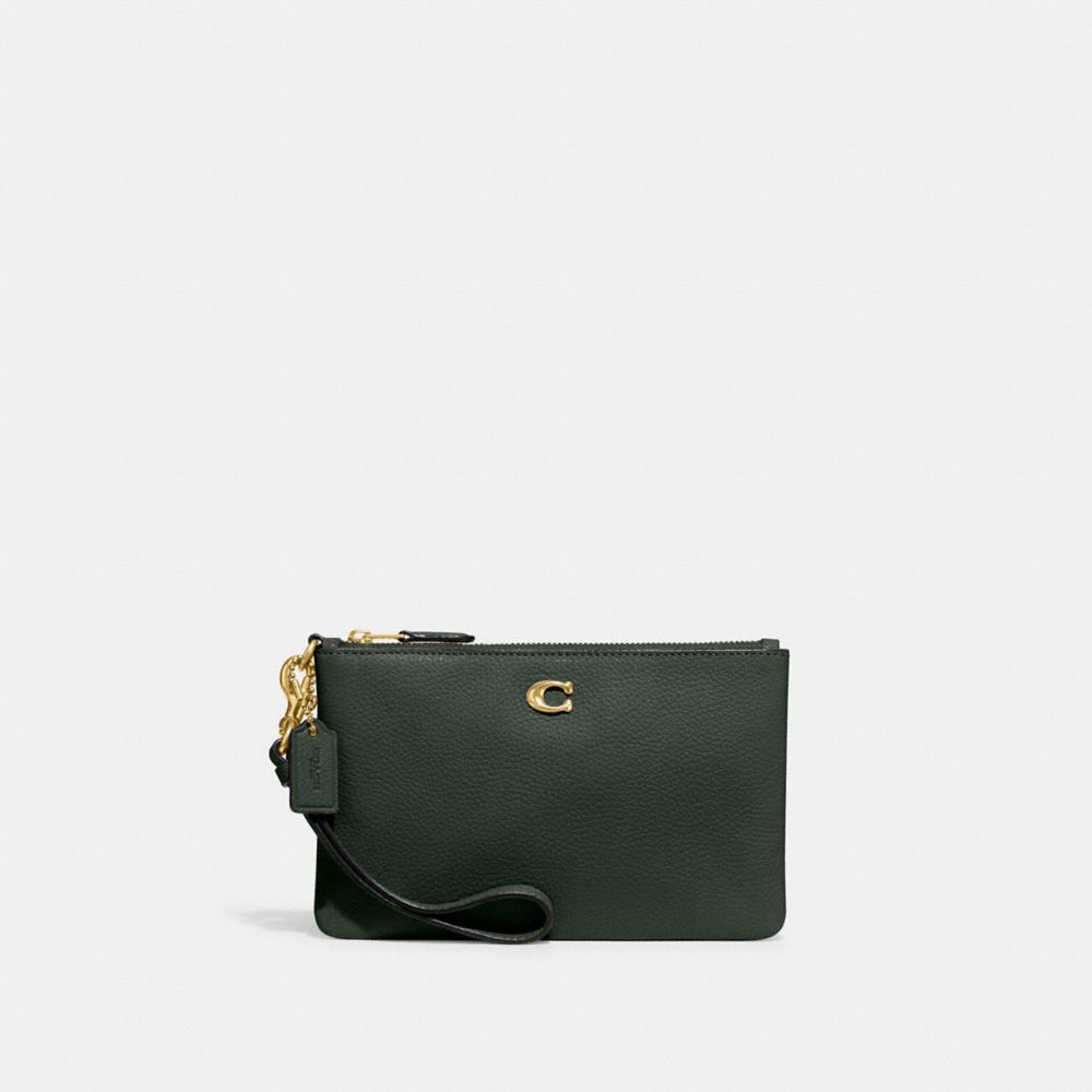 COACH CH818 Small Wristlet BRASS/AMAZON GREEN