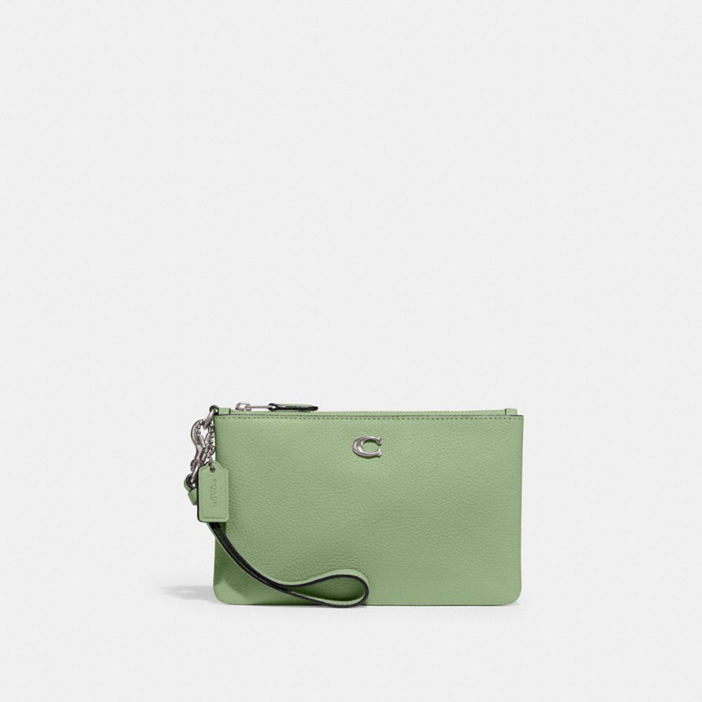 COACH CH818 Small Wristlet SILVER/PALE PISTACHIO