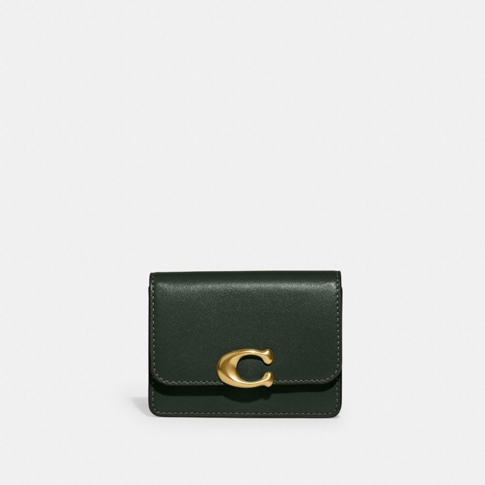COACH CH825 Bandit Card Case BRASS/AMAZON GREEN