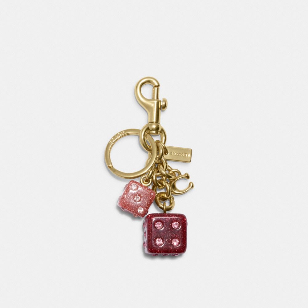 COACH CH831 Dice Cluster Bag Charm Gold/Pink Multi