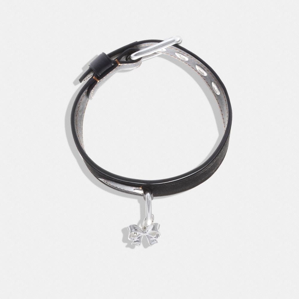 CH846 - Bow Charm Velvet Choker Necklace Black/Silver