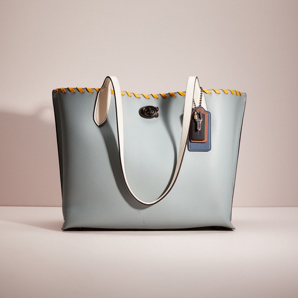 CH889 - Upcrafted Willow Tote In Colorblock With Signature Canvas Interior Pewter/Sage Multi