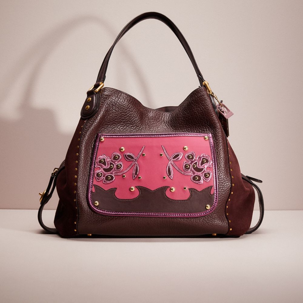 CH935 - Upcrafted Edie Shoulder Bag 42 With Rivets Brass/Oxblood