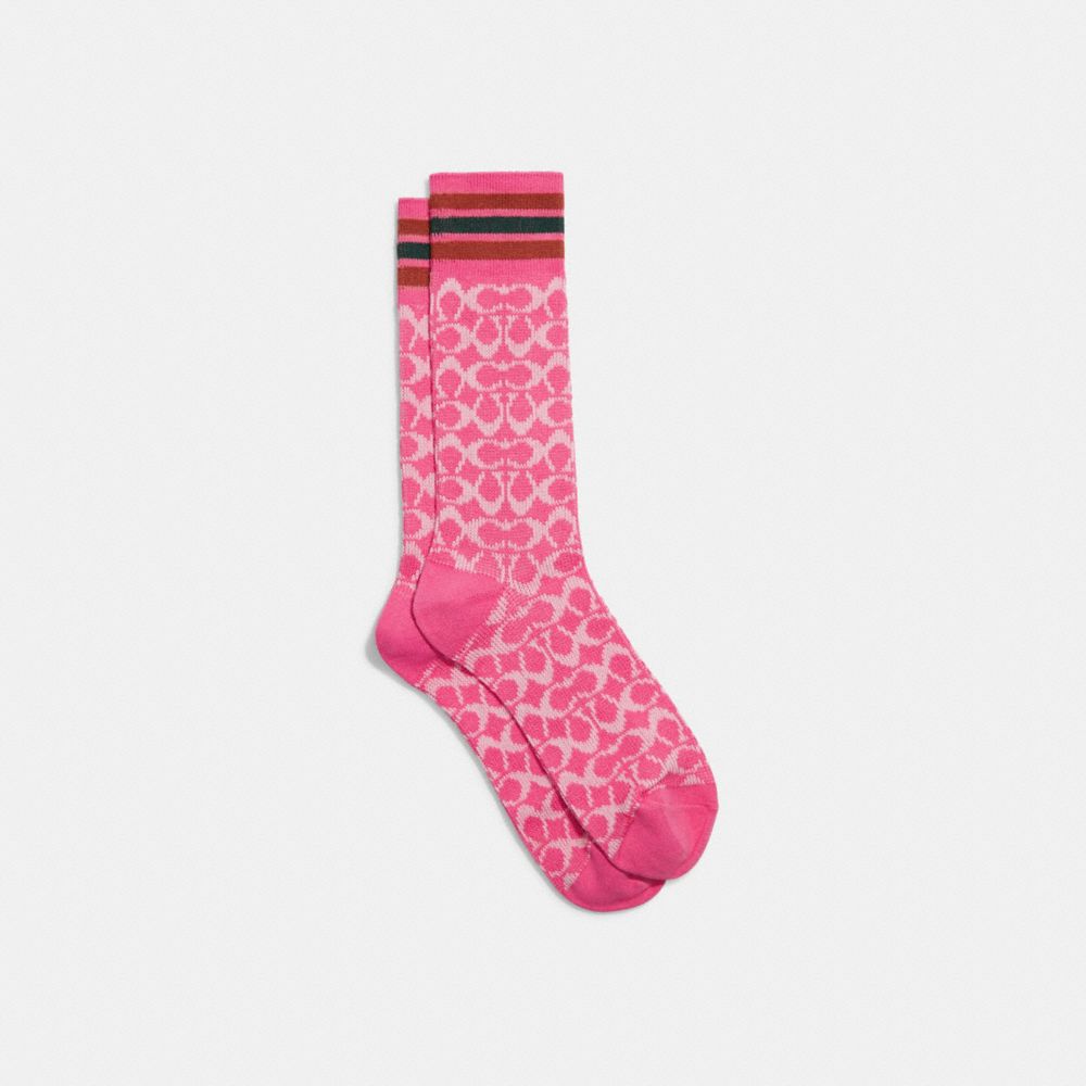 COACH CI119 Signature Socks Confetti Pink
