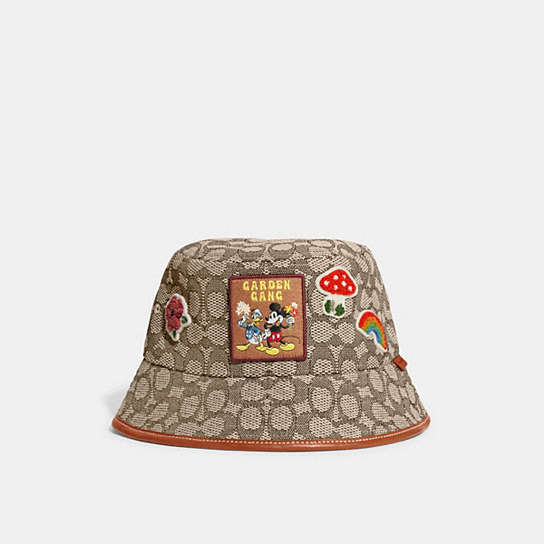 CI168 - Disney X Coach Signature Jacquard Bucket Hat Khaki/Multicolor