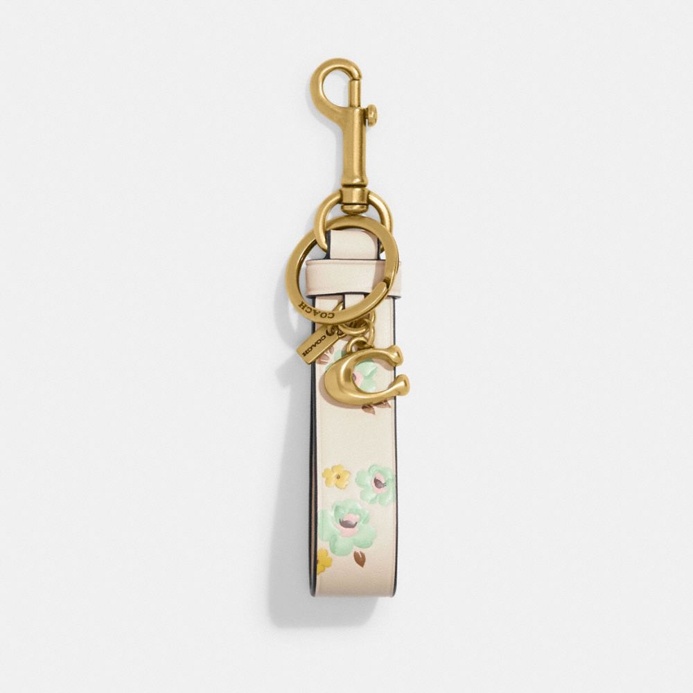 COACH CI178 Loop Bag Charm With Floral Print Brass/Chalk Floral