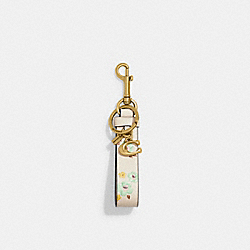 Loop Bag Charm With Floral Print - CI178 - Brass/Chalk Floral