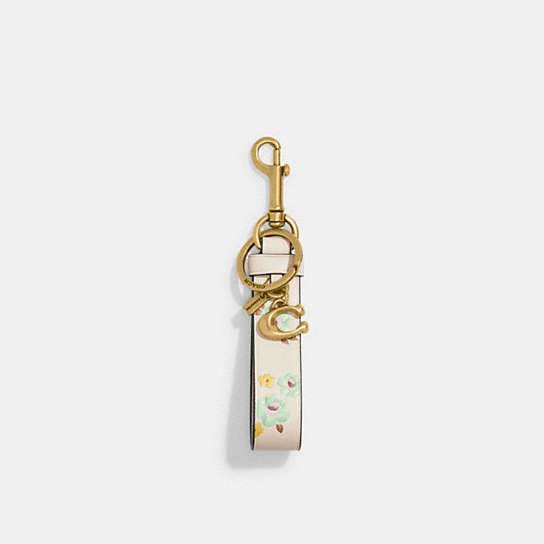 CI178 - Loop Bag Charm With Floral Print Brass/Chalk Floral