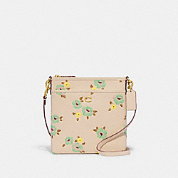 Kitt Messenger Crossbody With Floral Print - CI183 - Brass/Ivory Multi