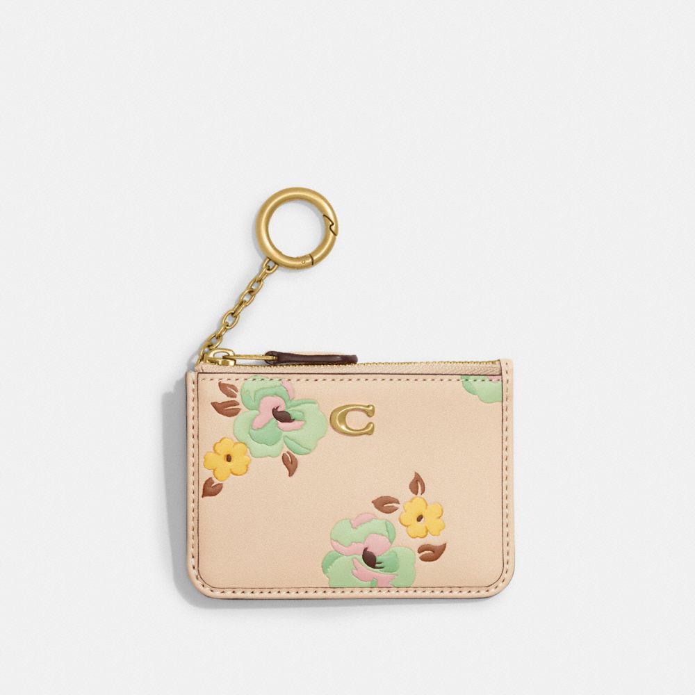 CI186 - Mini Skinny Id Case With Floral Print Brass/Ivory Multi