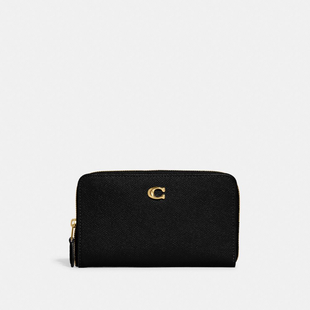 COACH CI194 Medium Zip Around Wallet BRASS/BLACK