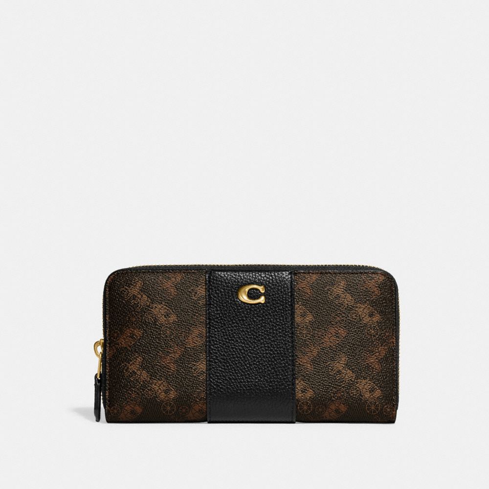 ACCORDION ZIP WALLET WITH HORSE AND CARRIAGE PRINT
