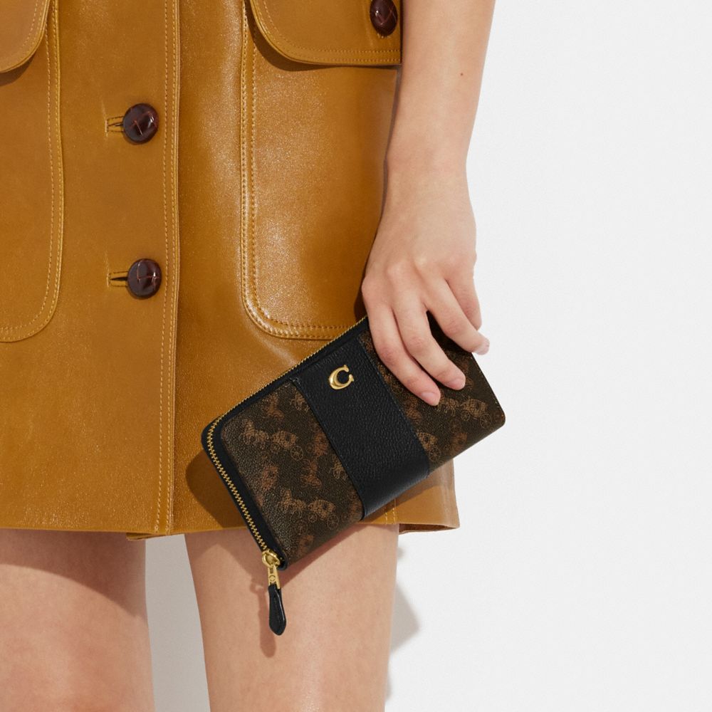 ACCORDION ZIP WALLET WITH HORSE AND CARRIAGE PRINT