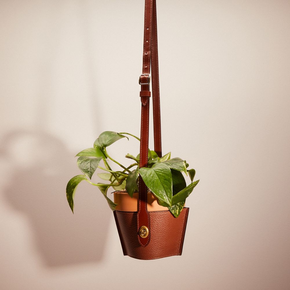 CI238 - Remade Hanging Plant Pot Holder Brown/Multi